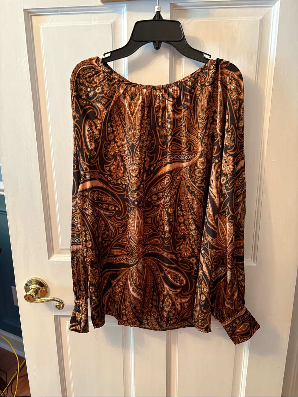 Richard Allen H&M Brown and Black Paisley Long-Sleeve Blouse